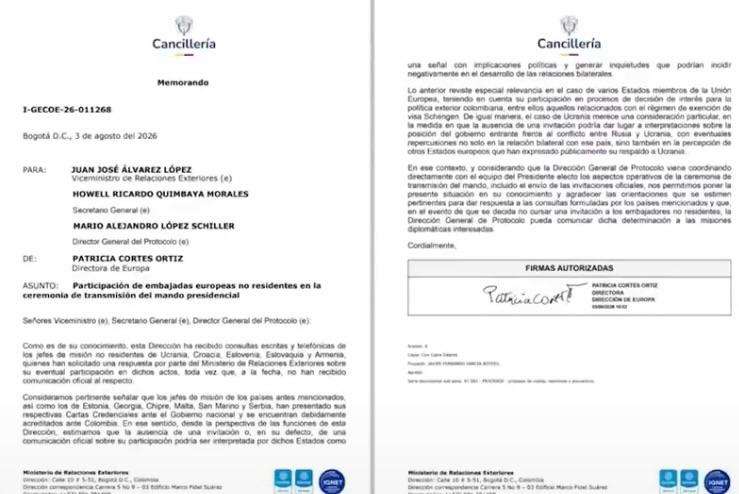 Este es el memorando sobre la posesión de Abelardo de la Espriella.