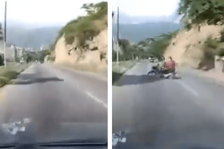 Video: Motociclista sin casco y haciendo giro prohibido es arrollado por un carro