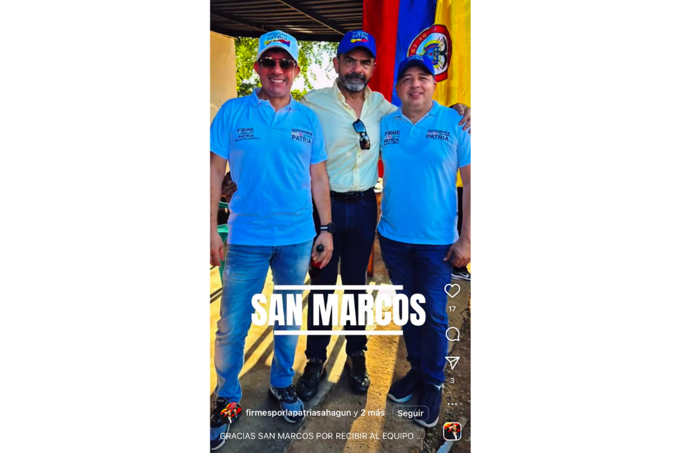 Cuando le pregunté a Leiber Preciado si Emilio Otero estaba entre los líderes de la campaña me dijo que no sabía. Aquí ese empresario (a la derecha) junto a Otero (centro) en el municipio de San Marcos.
