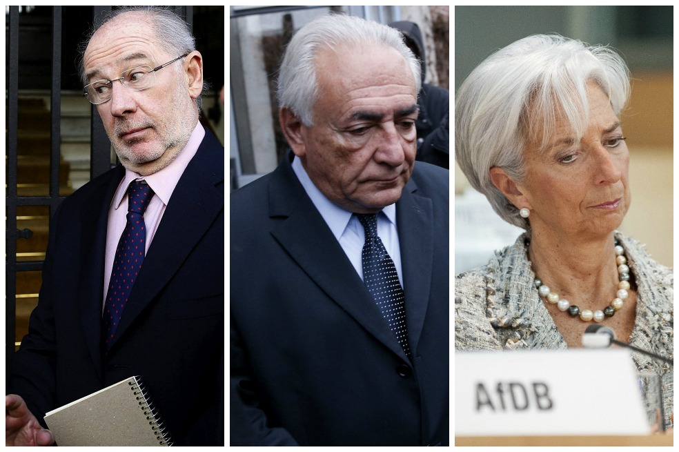 Rodrigo Rato, Dominique Strauss-Kahn y Christine Lagarde.