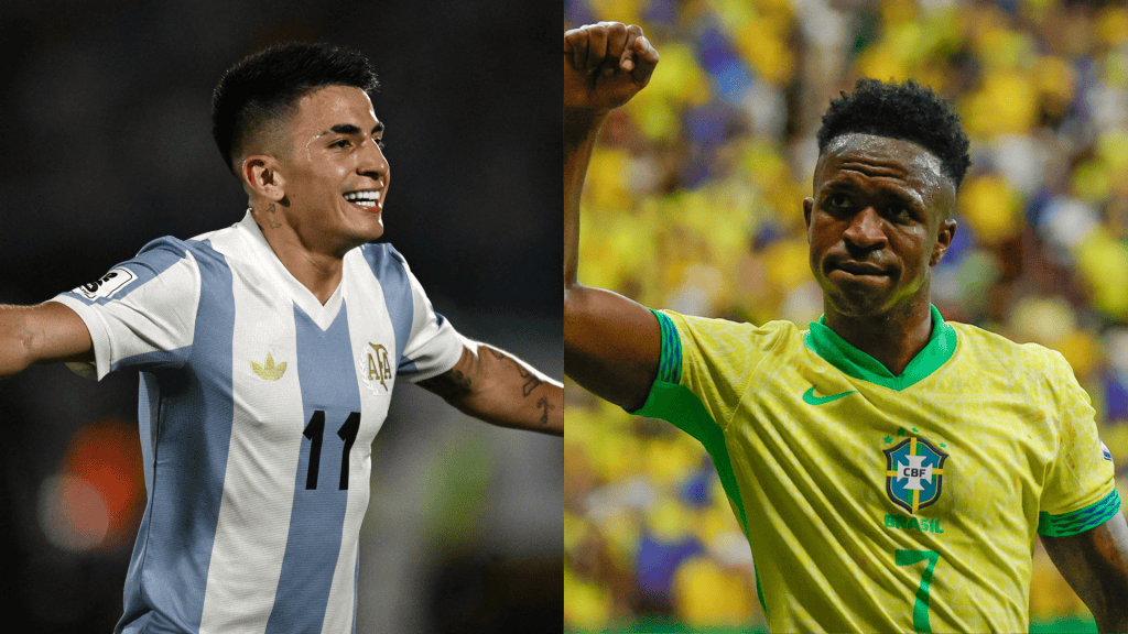 Thiago Almada de Argentina vs. Vinícius Junior de Brasil.