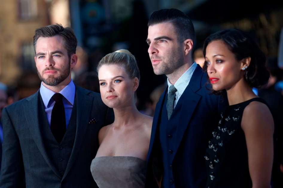 Los actores Chris Pine, Alice Eve, Zachary Quinto y Zoe Saldana. 