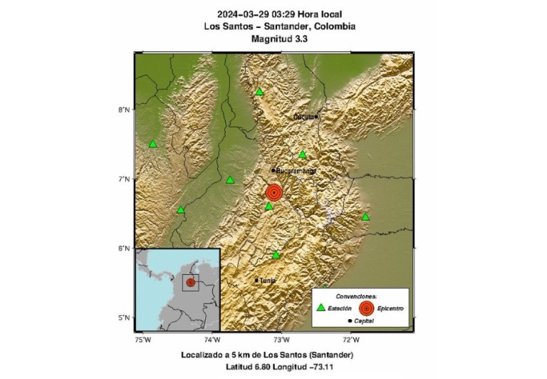 Tembló en Colombia en la mañana de este viernes 29 de marzo
