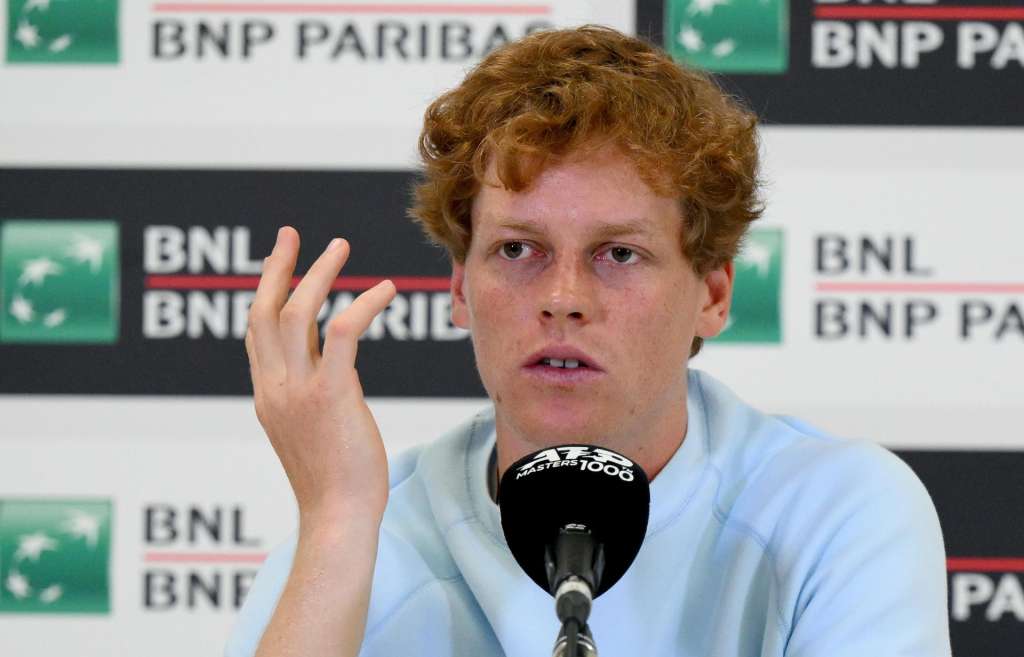 ROME (Italy), 05/05/2025.- Jannik Sinner of Italy attends a press conference ahead of the Rome Open tennis tournament in Rome, Italy, 05 May 2025. (Tenis, Italia, Roma) EFE/EPA/ETTORE FERRARI
