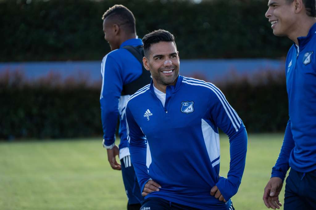 Radamel Falcao en su primer entrenamiento con Millonarios