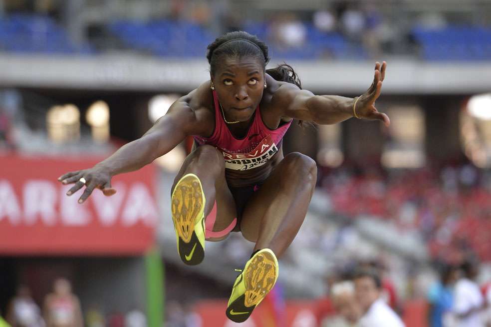 La atleta antioqueña Catherine Ibargüen este fin de semana en la Liga Diamante. / AFP