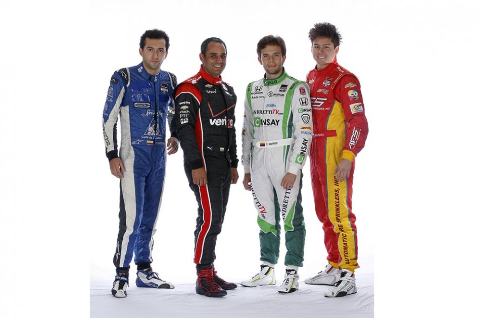 De izq. a der.: Carlos Huertas, Juan Pablo Montoya, Carlos Muñoz y Sebastián Saavedra. / Mike Levitt/LAT USA