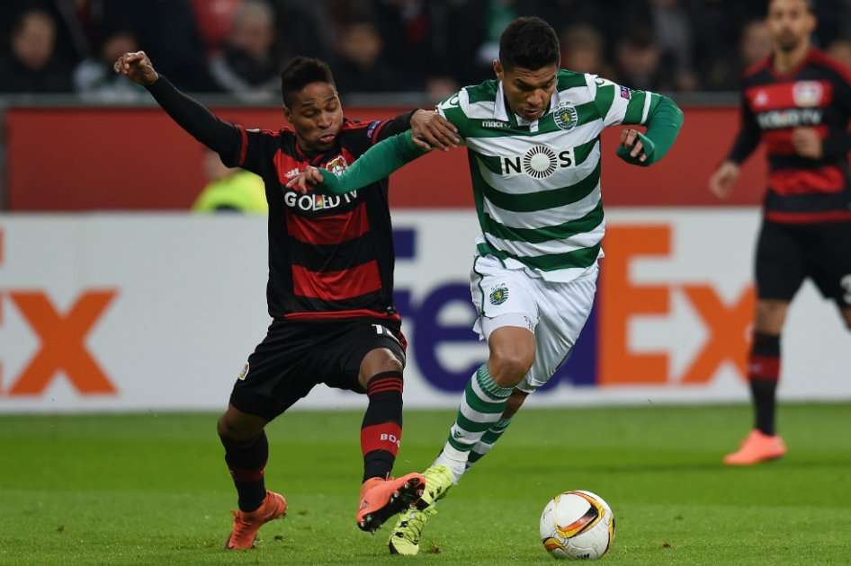 El colombiano Teófilo Gutiérrez jugó 67 minutos en la derrota del Sporting con el Leverkusen. / AFP