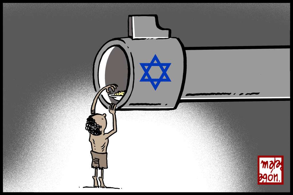 Caricatura del español José Rubio Malagón sobre el genocidio en Gaza.