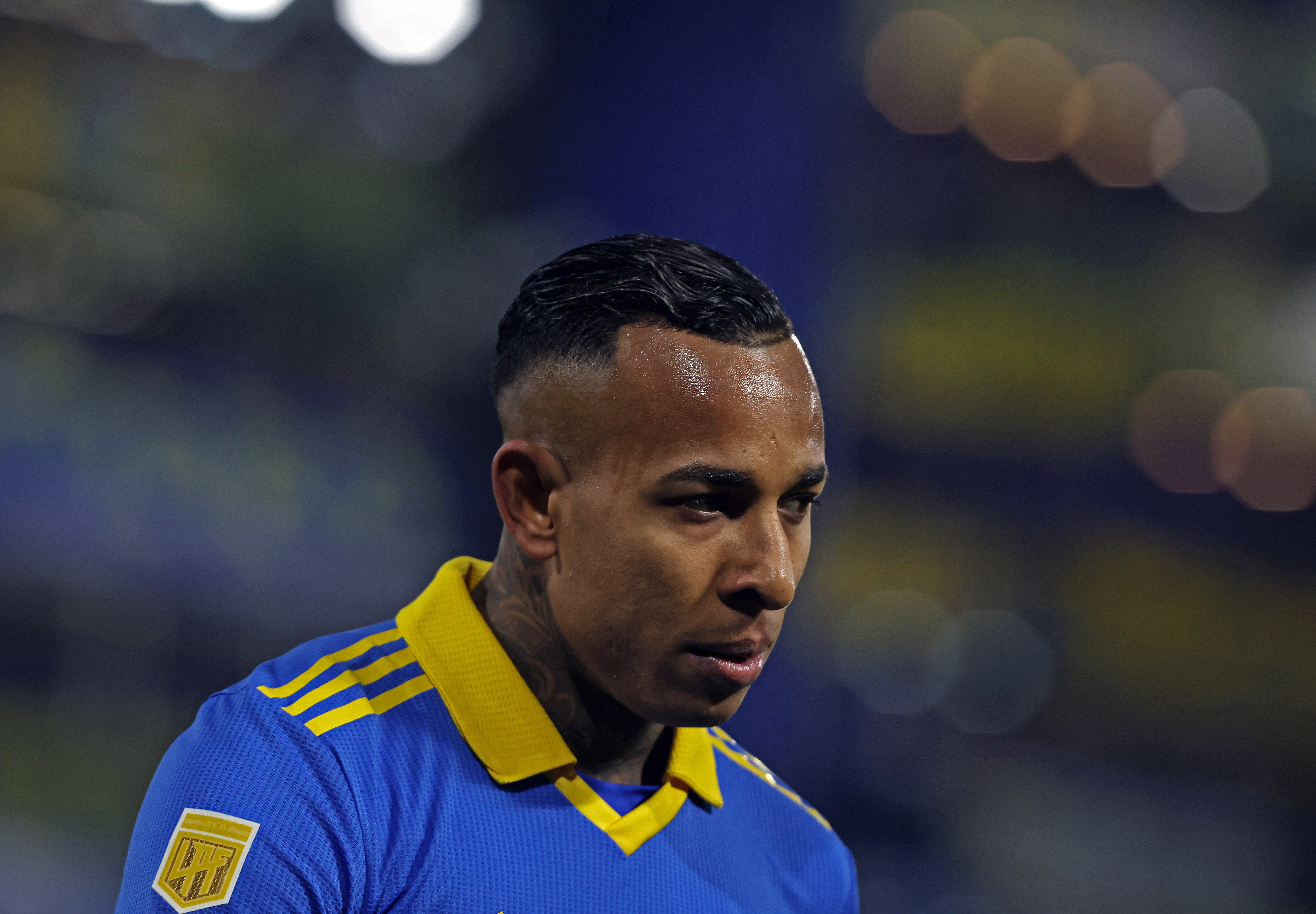 (FILES) Boca Juniors' Colombian forward Sebastian Villa looks on during the Argentine Professional Football League tournament match against Tigre at La Bombonera stadium in Buenos Aires, on May 28, 2023.