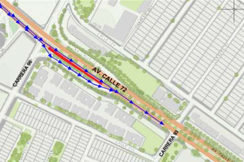 Cierre del carril sur de la avenida calle 72 en Bogotá