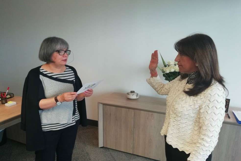 Martha Lucía Zamora se posesionó ante Patricia Linares, presidenta de la JEP. / Cortesía