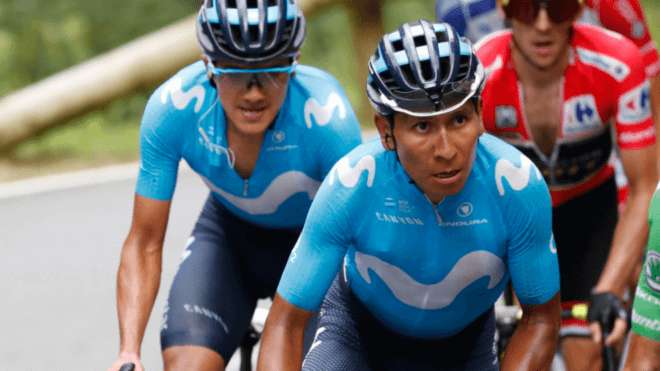 Nairo Quintana y Richard Carapaz, en la pasada edición de la Vuelta a España. / Movistar Team