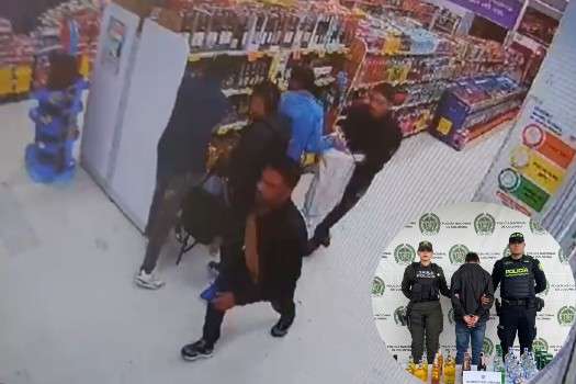 Seis sujetos ingresaron a un supermercado de Chapinero con bolsas y maletas para robar botellas y cajas de licor. Uno de los delincuentes fue capturado. El valor del hurto supera el millón y medio de pesos.