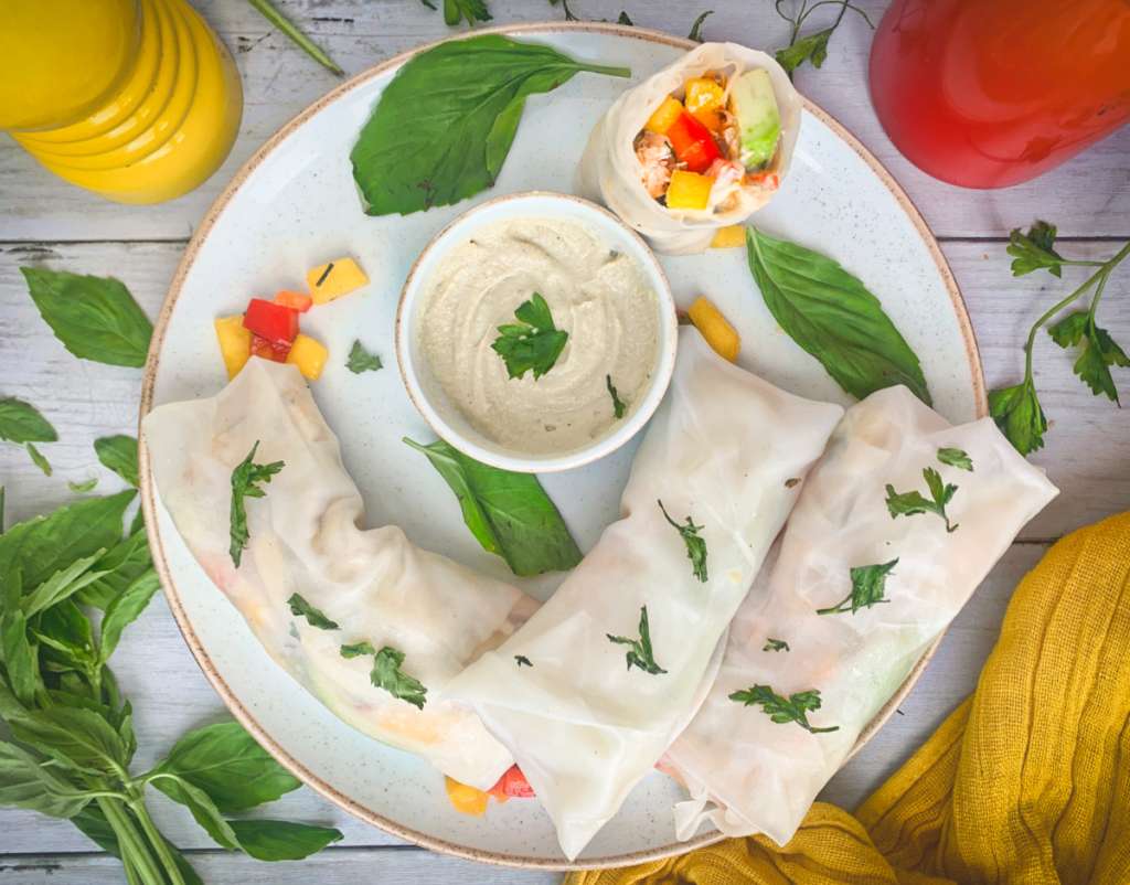 Rollos de papel de arroz con vegetales