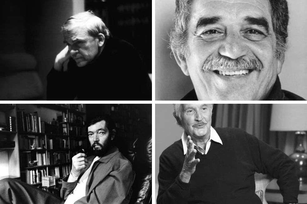 Milan Kundera, Gabriel García Márquez, Julio Cortázar y Carlos Fuentes.