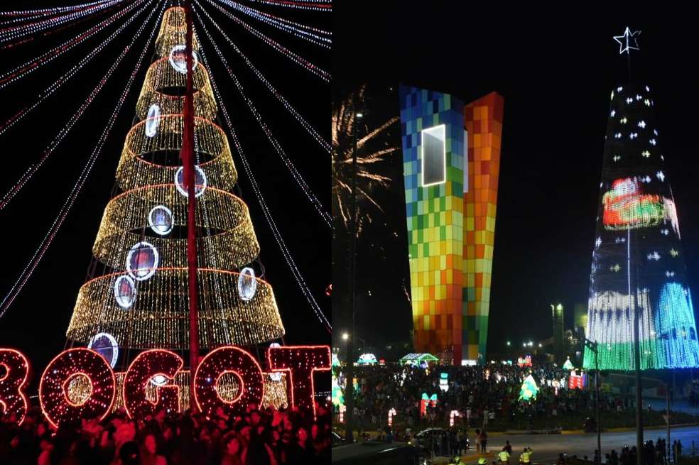 Los árboles de Bogotá (izq) y Barranquilla (dcha) // Alcaldía de Bogotá y twitter @tecnoglass