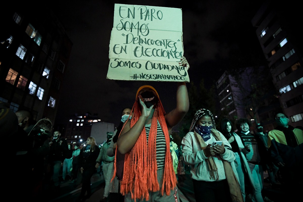 Protestas en el centro de Bogotá hasta altas horas de la noche