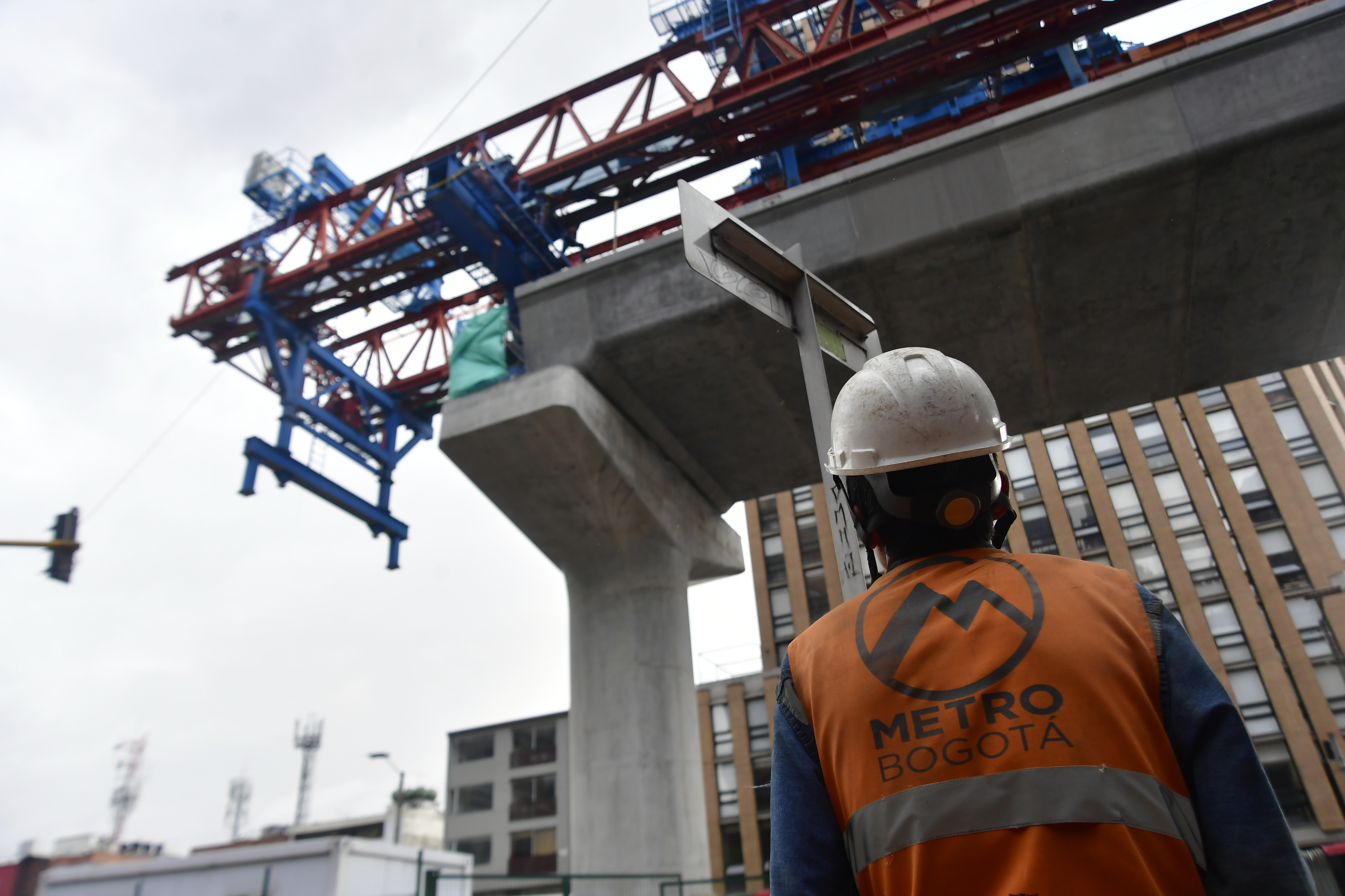 Obras del Metro de Bogotá, a la altura de la Av. Caracas entre calles 26 y 28.