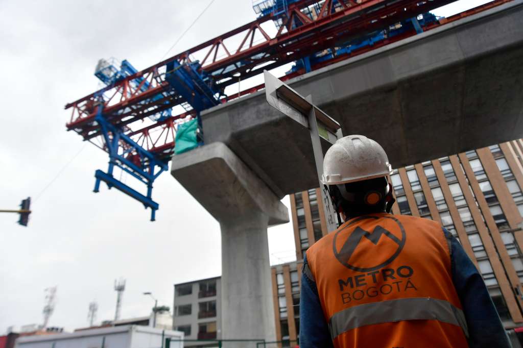 Obras del Metro de Bogotá, a la altura de la Av. Caracas entre calles 26 y 28.