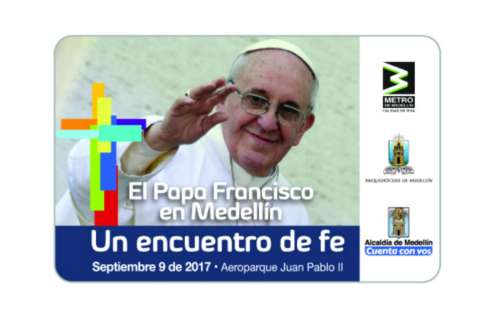 El Metro de Medellín lanzó 10.000 tarjetas alusivas a la visita del papa