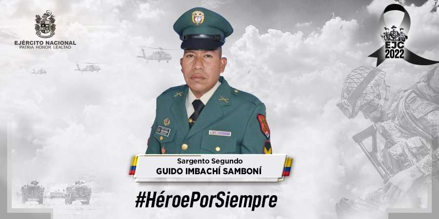Una tarjeta de homenaje al sargento Guido Imbachí.