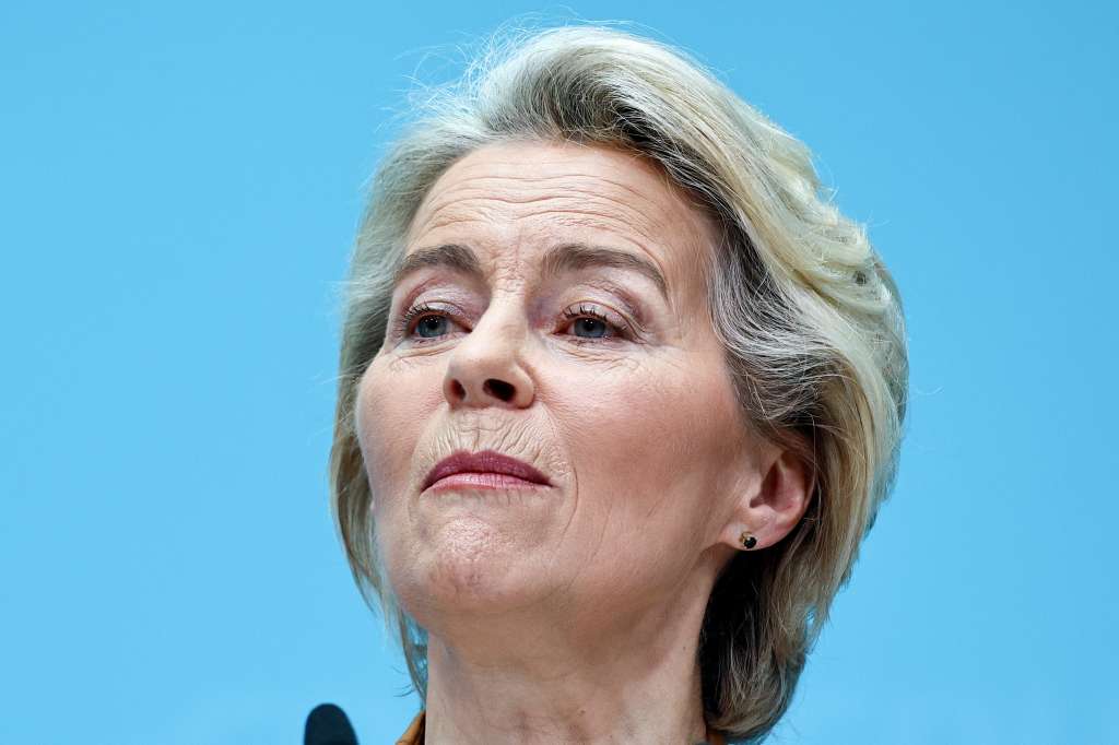 Berlin (Germany), 19/02/2024.- European Commission President Ursula von der Leyen attends a press conference as the Christian Democratic Union (CDU) party announces their candidate for the European elections, in Berlin, Germany, 19 February 2024. Ursula von der Leyen announced her bid to run for a second term as EU Commission president. (Elecciones, Alemania) EFE/EPA/FILIP SINGER