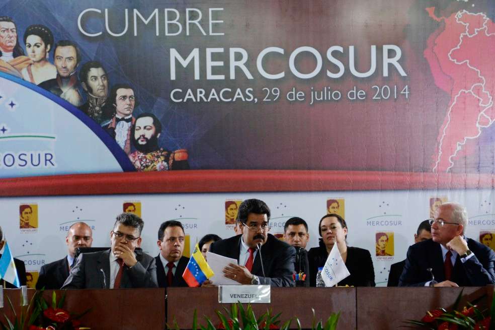 Nicolás Maduro, presidente de Venezuela, durante su discurso en la cumbre de Mercosur de 2014 en Caraca.