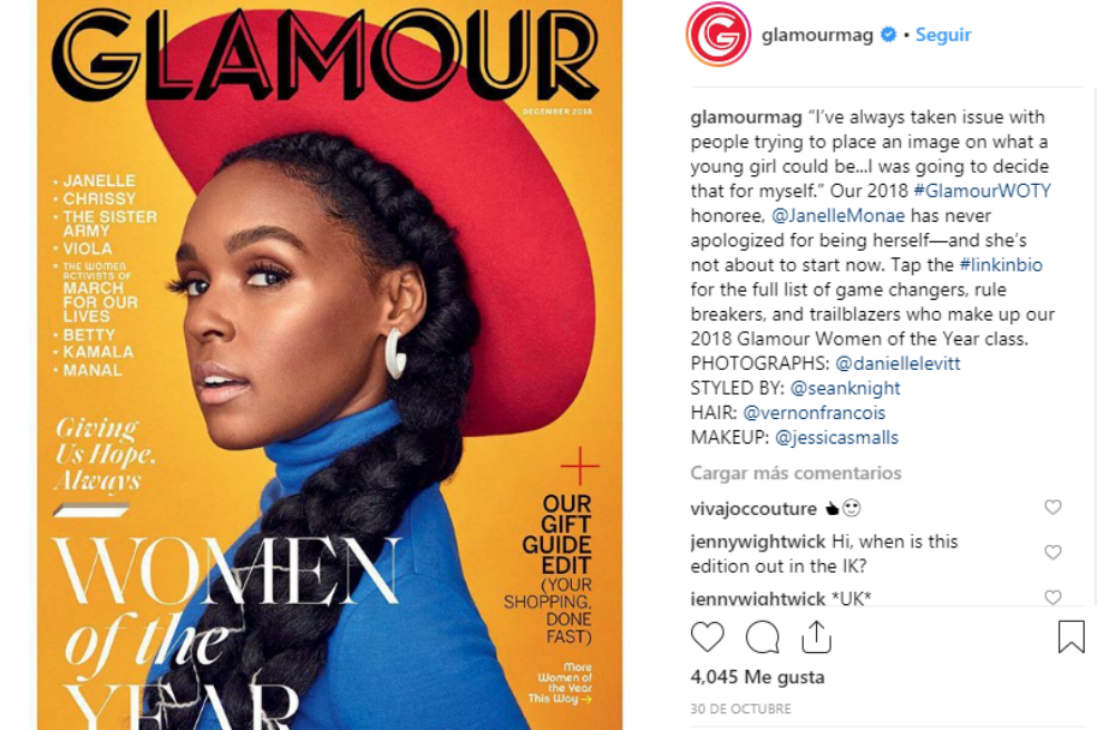 Tomada de la cuenta de Instagram de Glamour