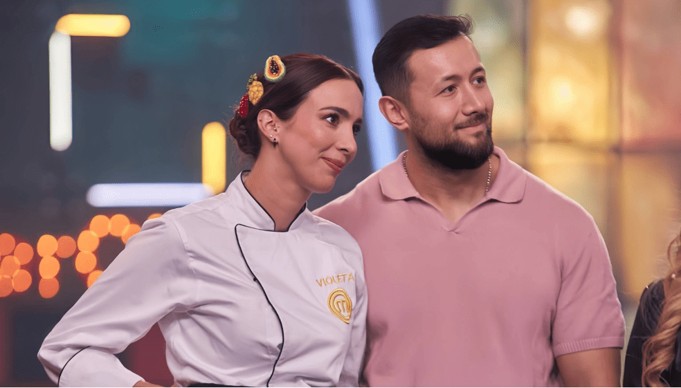 Violeta Bergonzi y Hernando Luque en 'MasterChef Celebrity Colombia'.