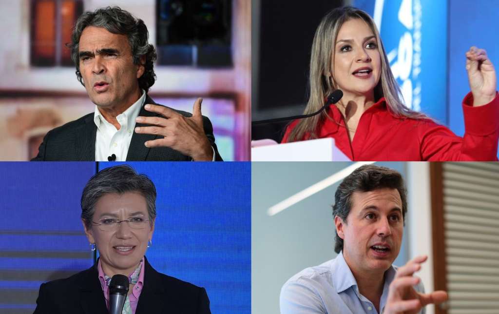 Excandidato Sergio Fajardo, periodista Vicky Dávila, exalcaldesa Claudia López y presidente del Nuevo Liberalismo, Juan Manuel Galán.