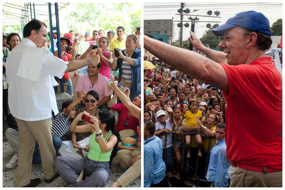 El presidente-candidato, Juan Manuel Santos. / Campaña El candidato del Centro Democrático, Óscar Iván Zuluaga. / Campaña