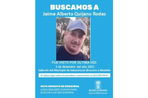 Sigue la búsqueda de Jaime Alberto Quijano, desaparecido desde hace 18 días