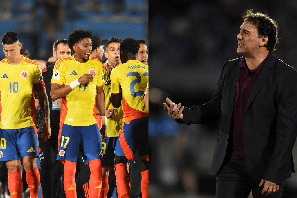 Néstor Lorenzo, el entrenador de Colombia, durante el partido con Uruguay.