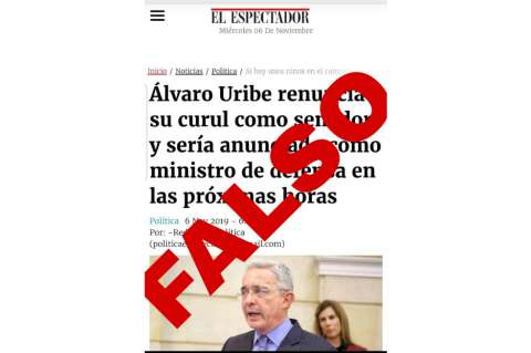 Es falso que Uribe renunció y será el nuevo mindefensa