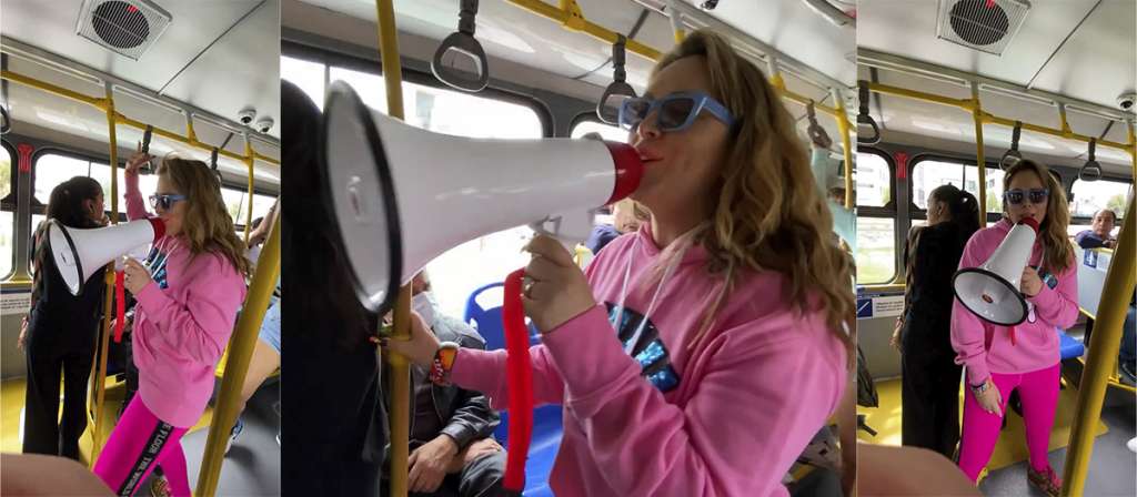 “No me da pena”, Michelle Gutty, esposa de Marcelo Cezán, canta en Transmilenio