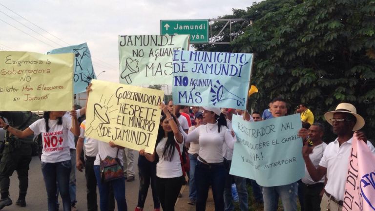 Protestas en Jamundí por cambio de fecha para elegir alcalde