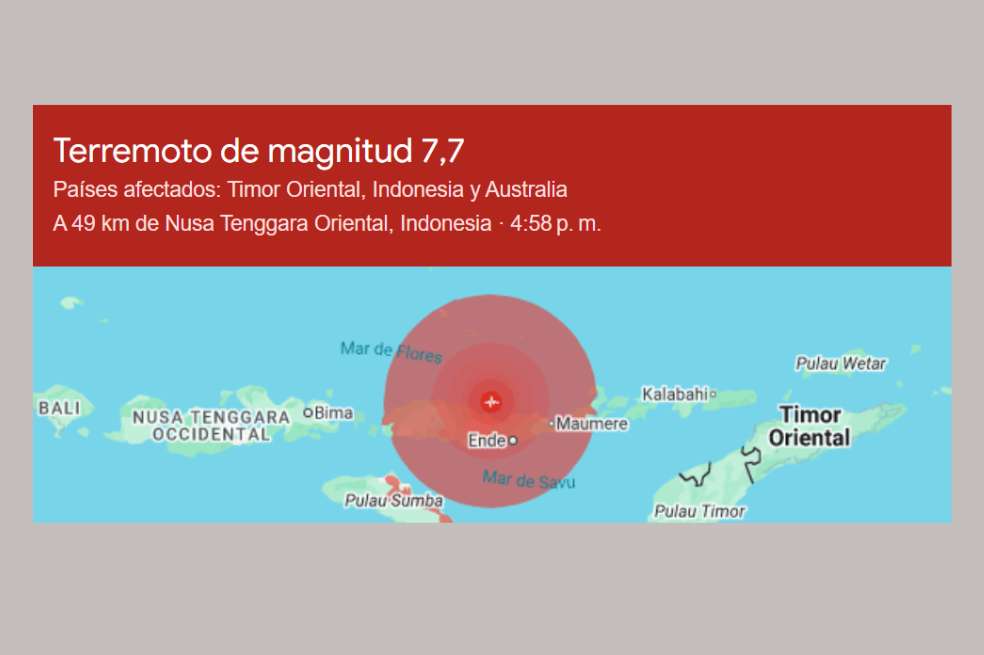 Terremoto de magnitud 7,7 sacude Indonesia y activa alerta por posible tsunami