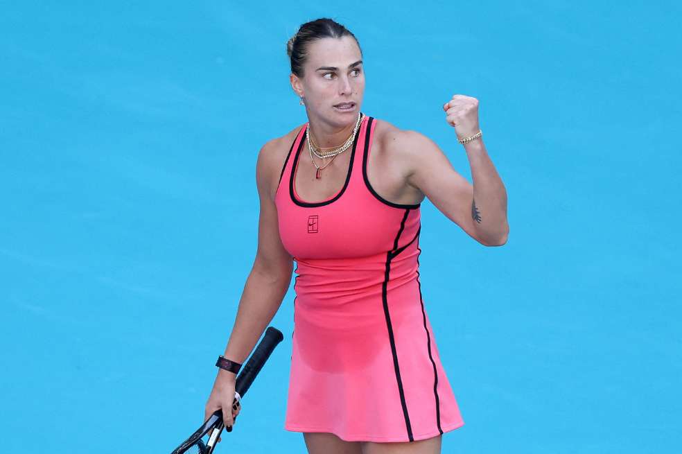 Aryna Sabalenka celebra uno de los puntos con los que se impuso a Coco Gauff en la final del Abierto de Miami.