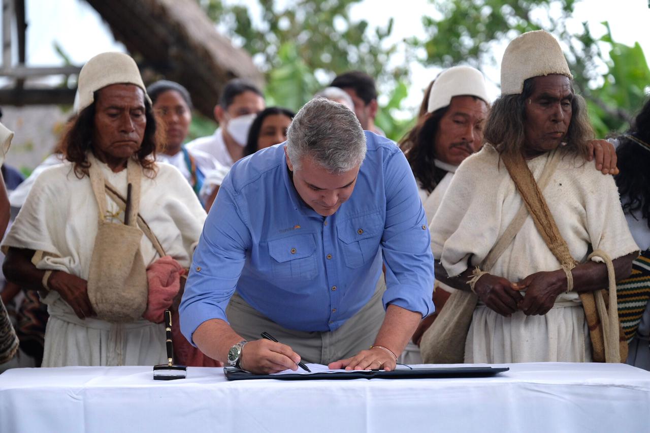 Presidente Duque durante la sanción de la Ley de Acción de Cambio Climático.