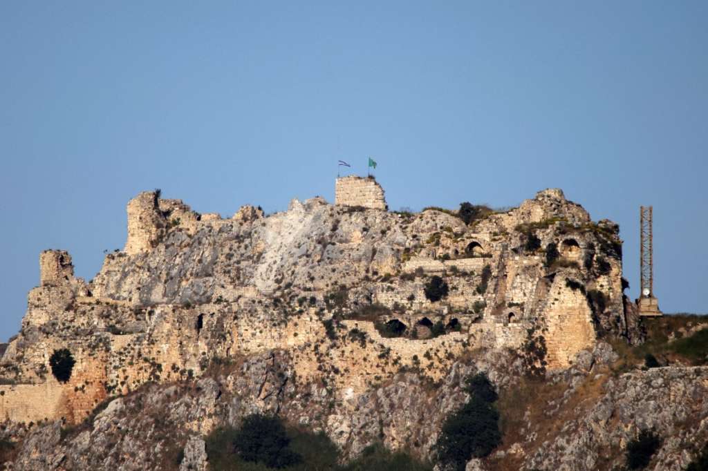 (FILES) An Israeli flag flies over the medieval Beaufort Castle, known locally as Qalaat al-Shaqif or Shaqif Arnoun, as seen from the Marjayoun area of southern Lebanon on May 31, 2026.