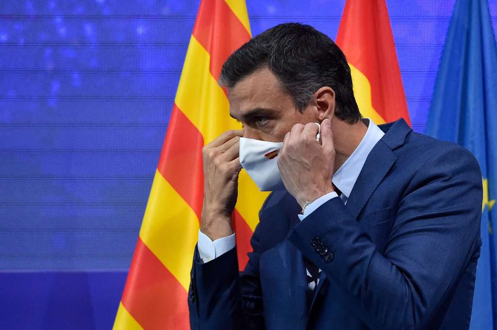 El presidente del gobierno español, Pedro Sánchez, durante el foro económico de Barcelona.