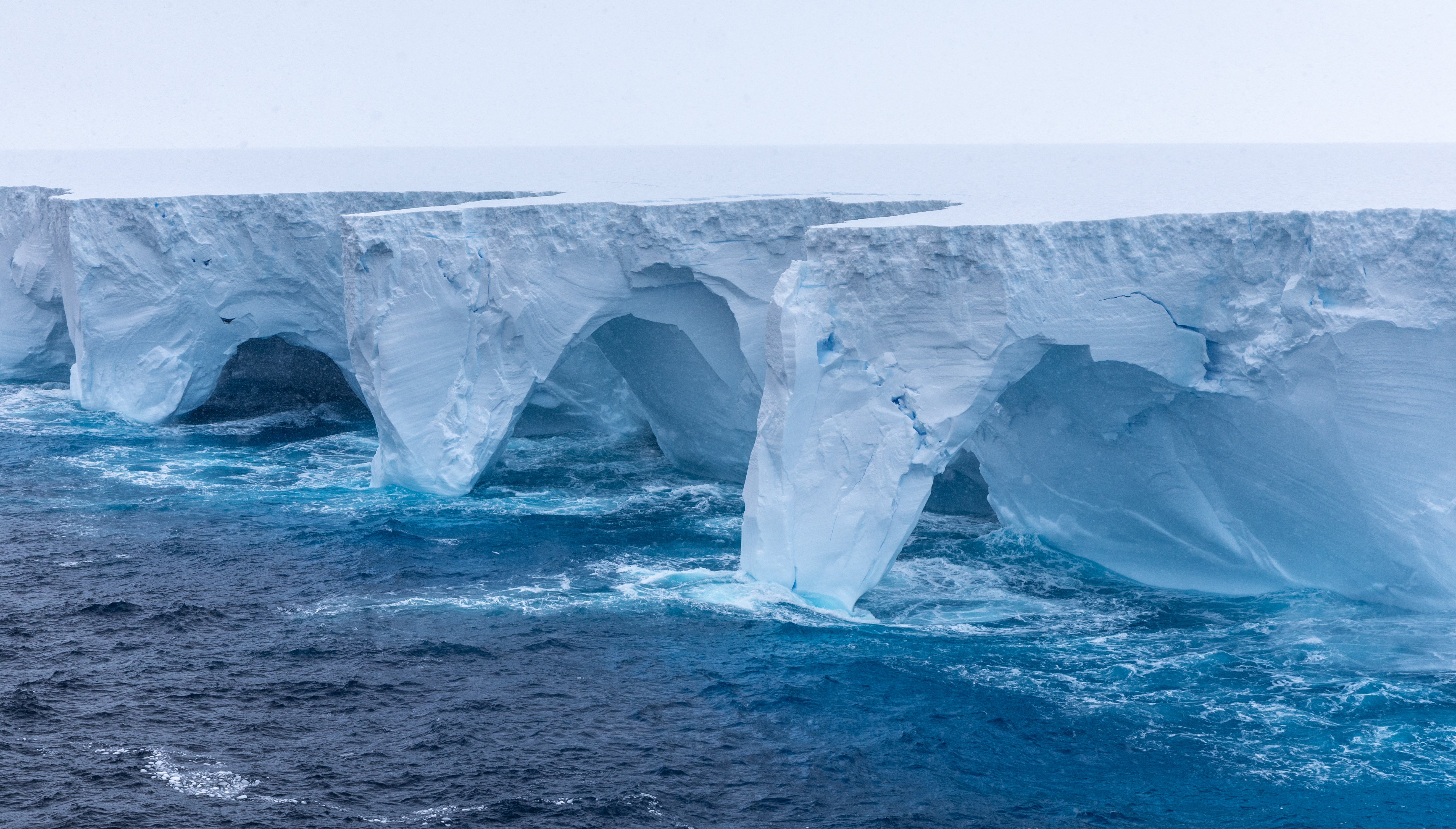 (FILES) This handout image released by EYOS Expeditions on January 19, 2024, shows an aerial view of the A23a iceberg in the waters of The Southern Ocean off Antarctica on January 14.