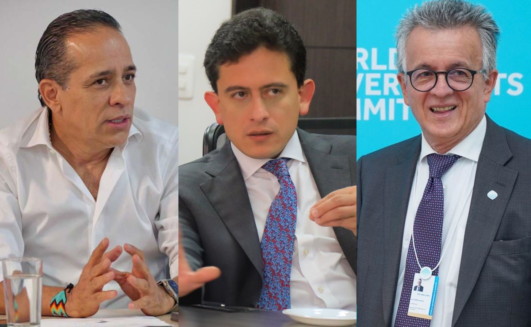 Director saliente del DNP, Alexander López, ministro de Comercio, Luis Carlos Reyes, y ministro encargado de las TIC, Belfor García.