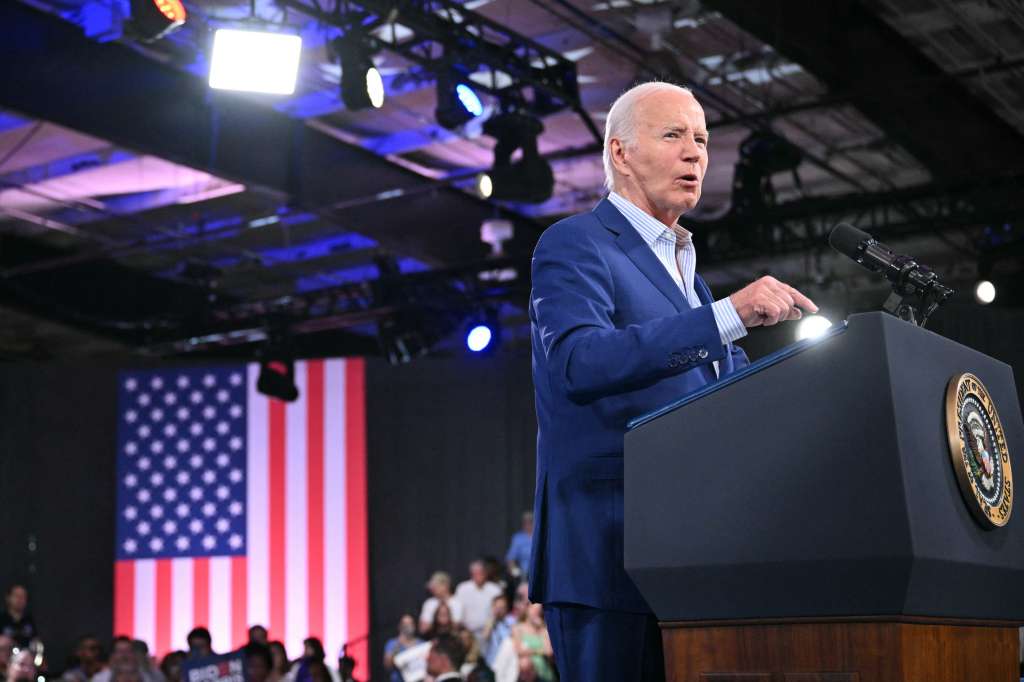 US President Joe Biden speaks at a campaign event in Raleigh, North Carolina, on June 28, 2024. (Photo by Mandel NGAN / AFP)