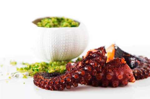 Te enseñamos a preparar un Pulpo de mar de chile, a la parrilla con quínoa verde