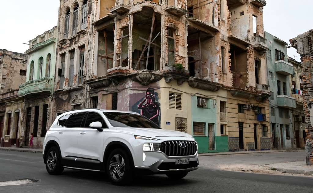 A Hyundai vehicle drives down a Havana street on September 3, 2024.