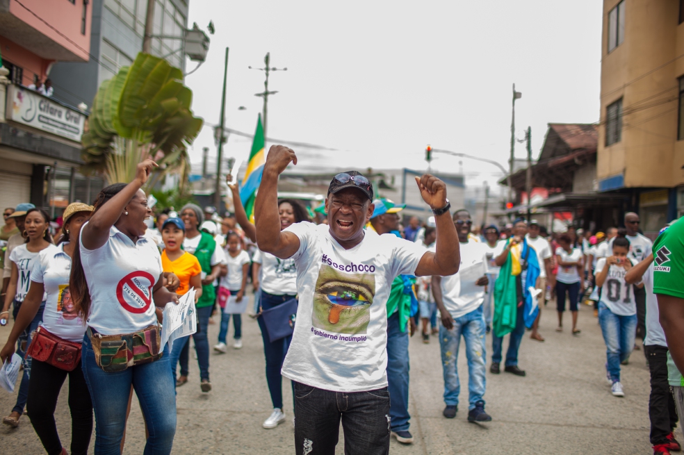 Dilon Martínez (der.) coordinador del Comité Cívico por la Salvación y la Dignidad del Chocó. / Jeison Riascos C.