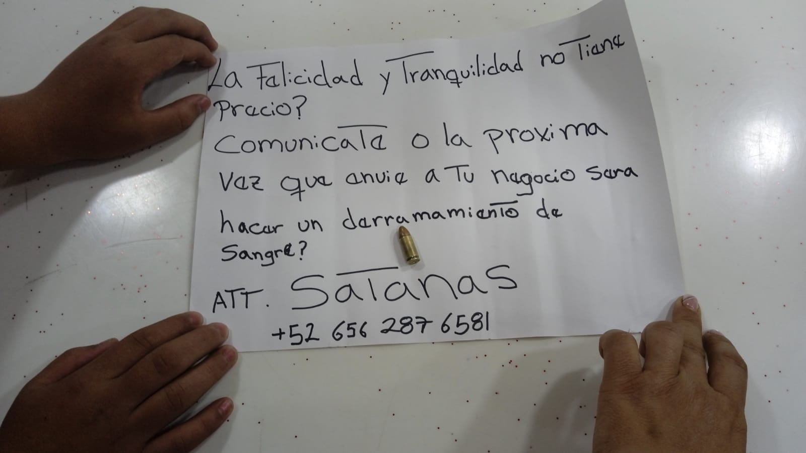 Este es el mensaje amenazante que recibió Blanca Morales, dos días antes de ser asesinada en su asadero de pollos.