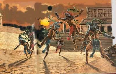 Imagen recreada del juego de la pelota de los aztecas. / Cortesía